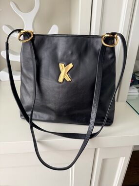 Vintage 90’S PALOMA PICASSO Leather Made In Italy Black Tote Shoulder Bag Purse